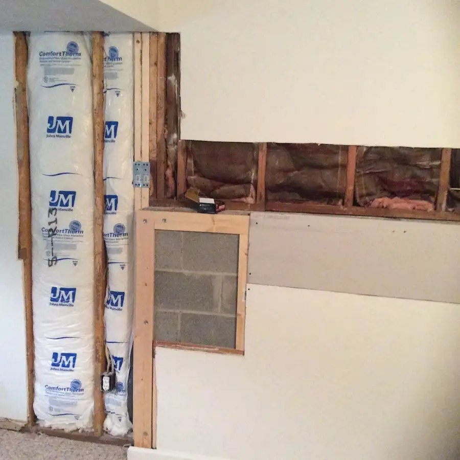 Wall insulation replacement during Basement Flood Cleanup in Milan